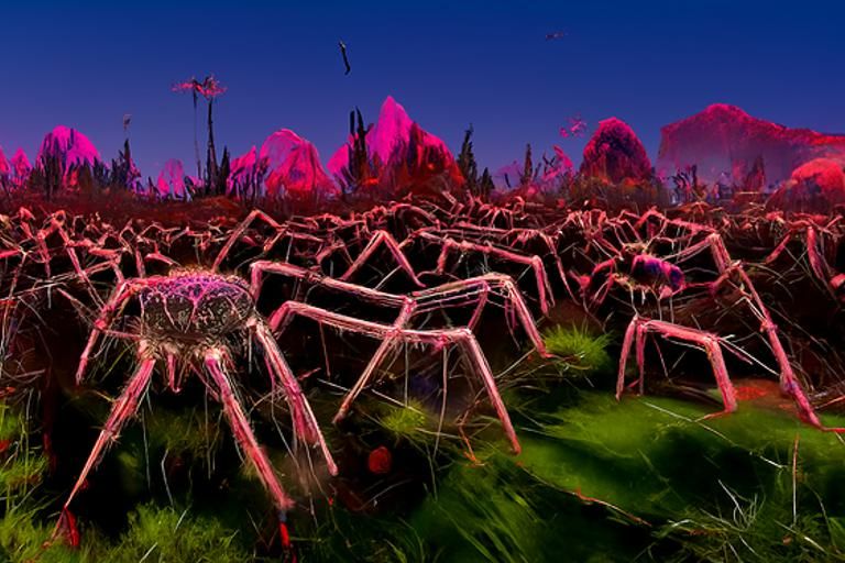 Bright Spider Landscape from a Horror VR Game