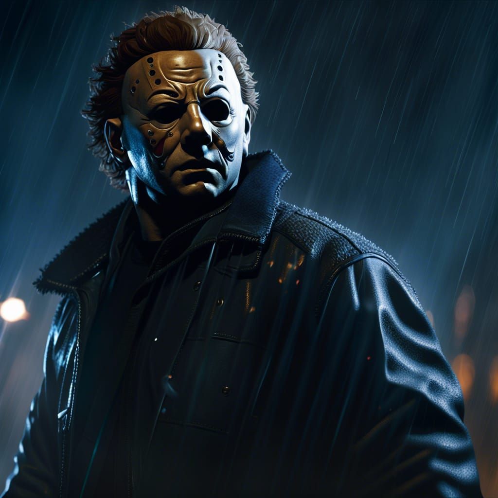 Hyperdetailed Michael Meyers in a Horror Action Scene