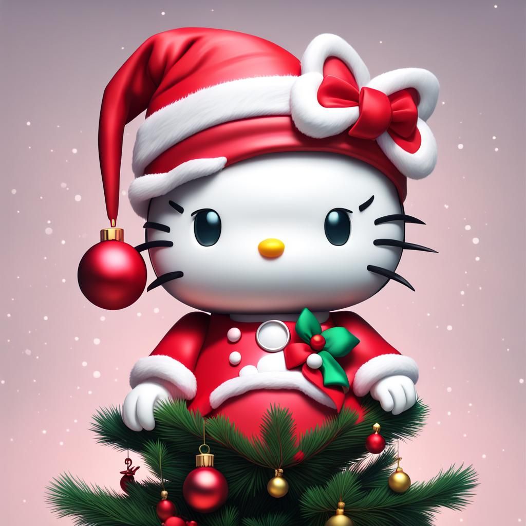 Hello Kitty Christmas Portrait in Art Nouveau Style
