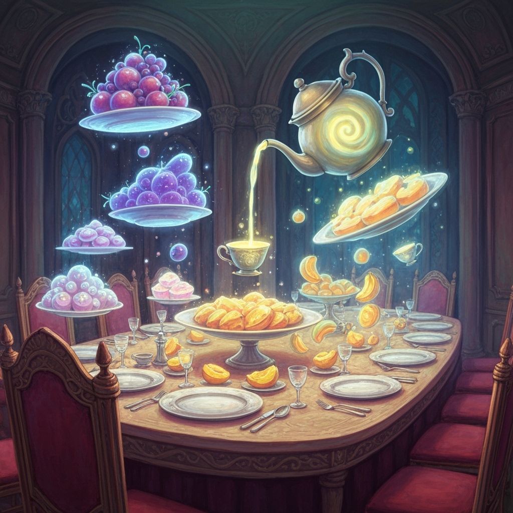 Enchanted Banquet Hall with Levitating Feast