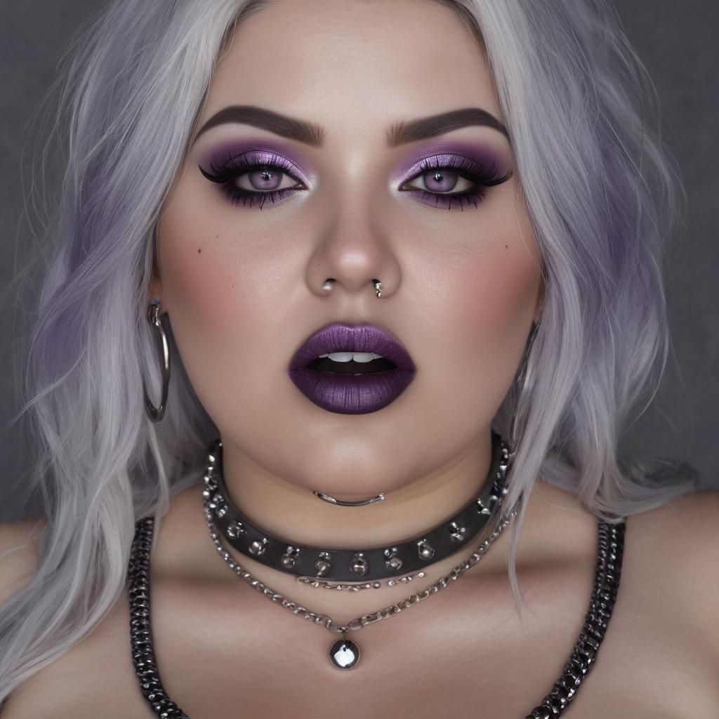 Gothic Woman with Silver Hair Digital Portrait