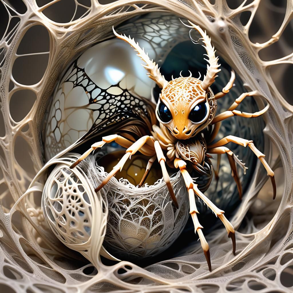 Spider-Fawn-Dragon Emerges from Fractal Egg Sac