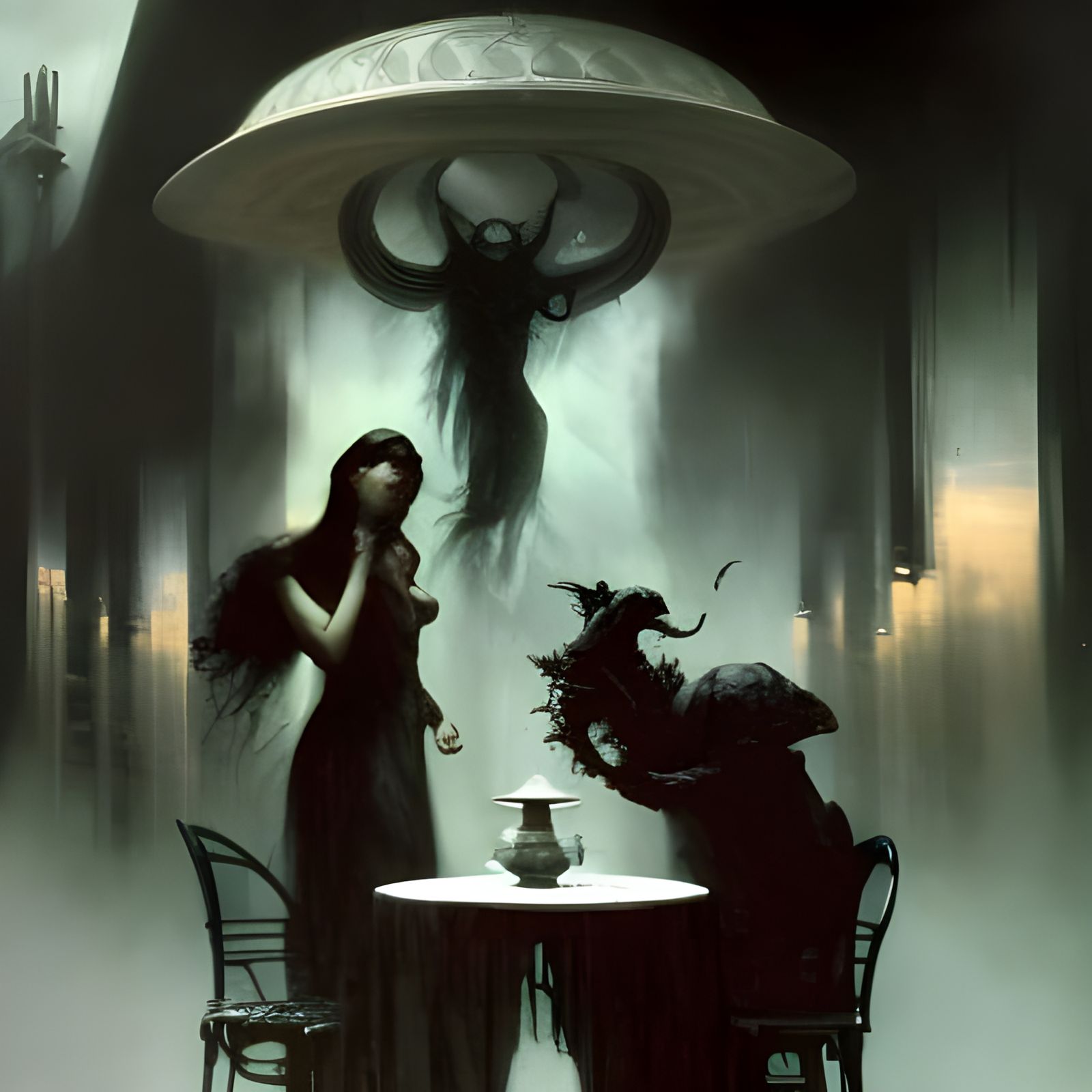 Ominous Gothic Tea Party in Art Nouveau Style