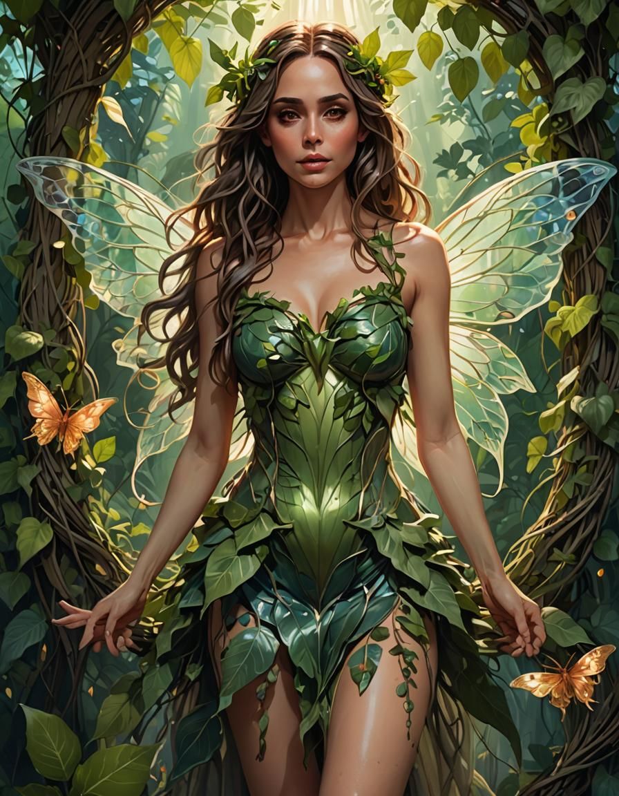 Eliza Dushku as Leafy Fairy, Hyperrealistic Art