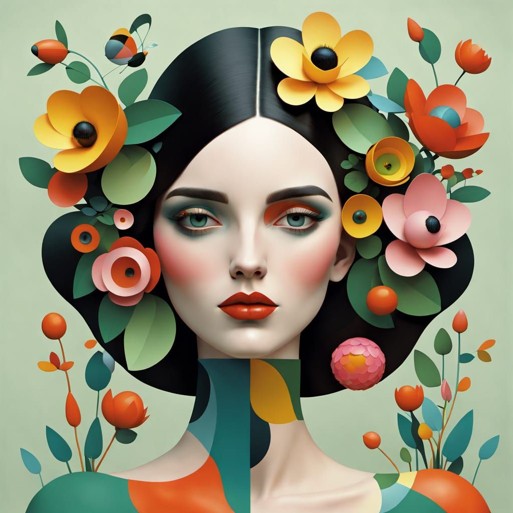 Stylized Spring Portrait in 3D Digital Art