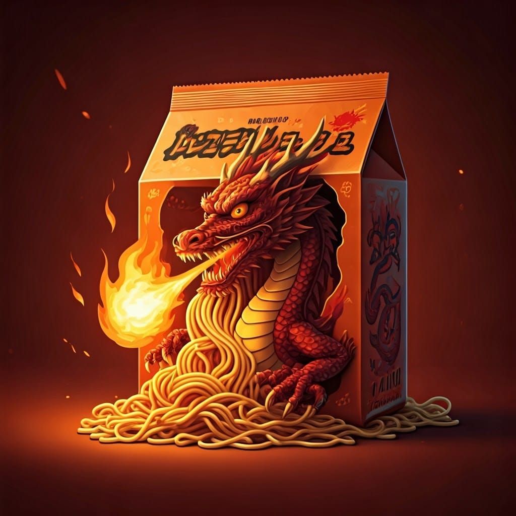 Cartoon Dragon Noodles Pack with Fire Breathing Noodles