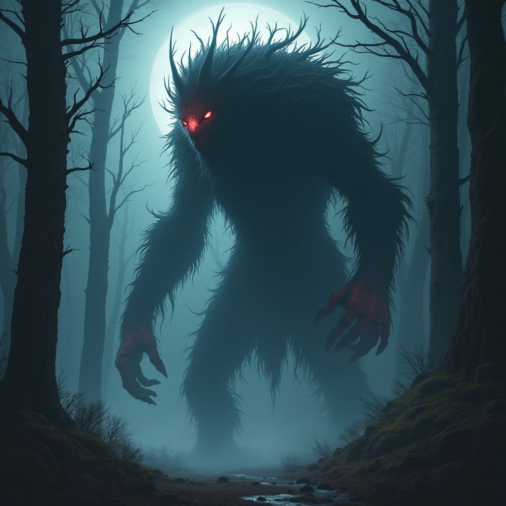 Eerie Forest Entity in Dark Fantasy Style