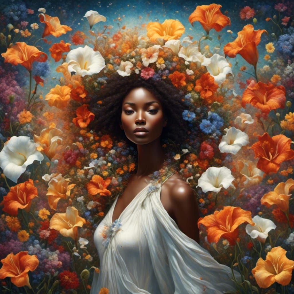 Calla Lilies Bloom: Woman Emerges in Vivid Color