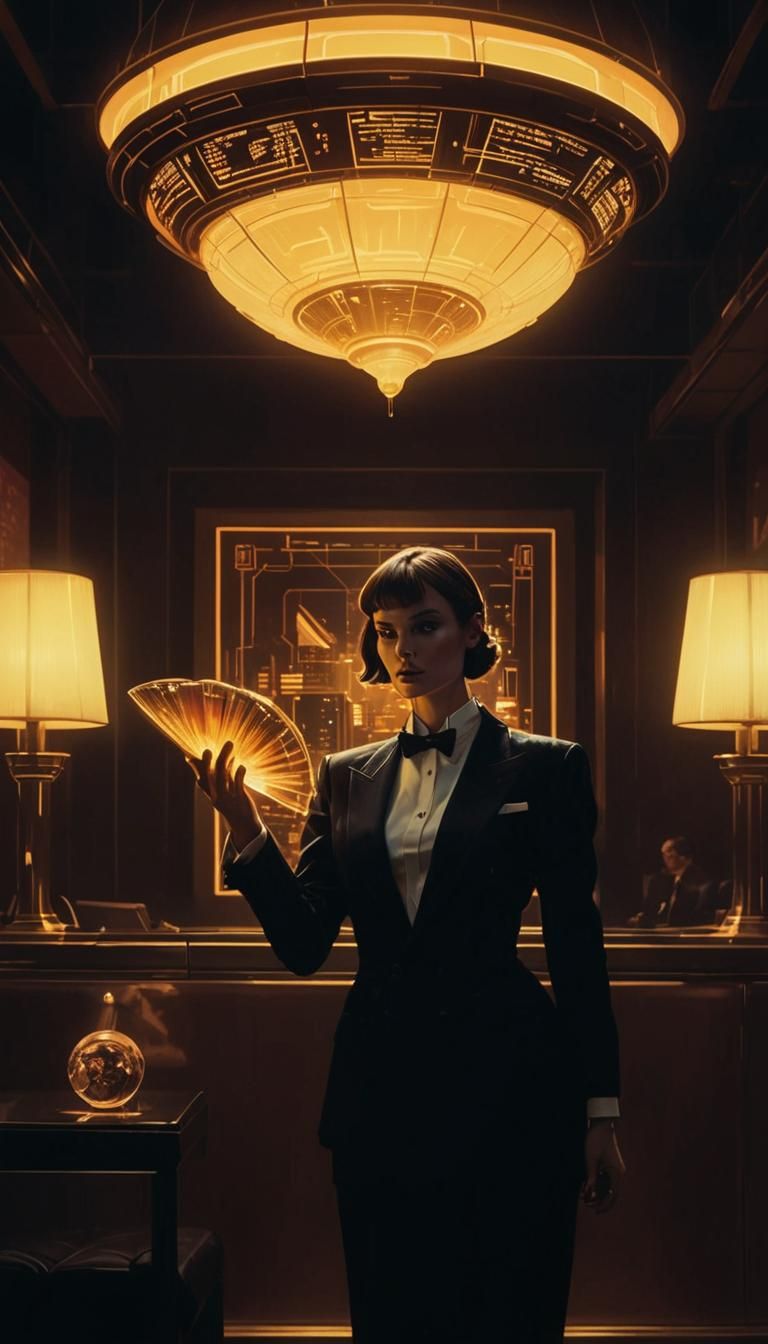 Ballerina in Business Suit with Glowing Shell