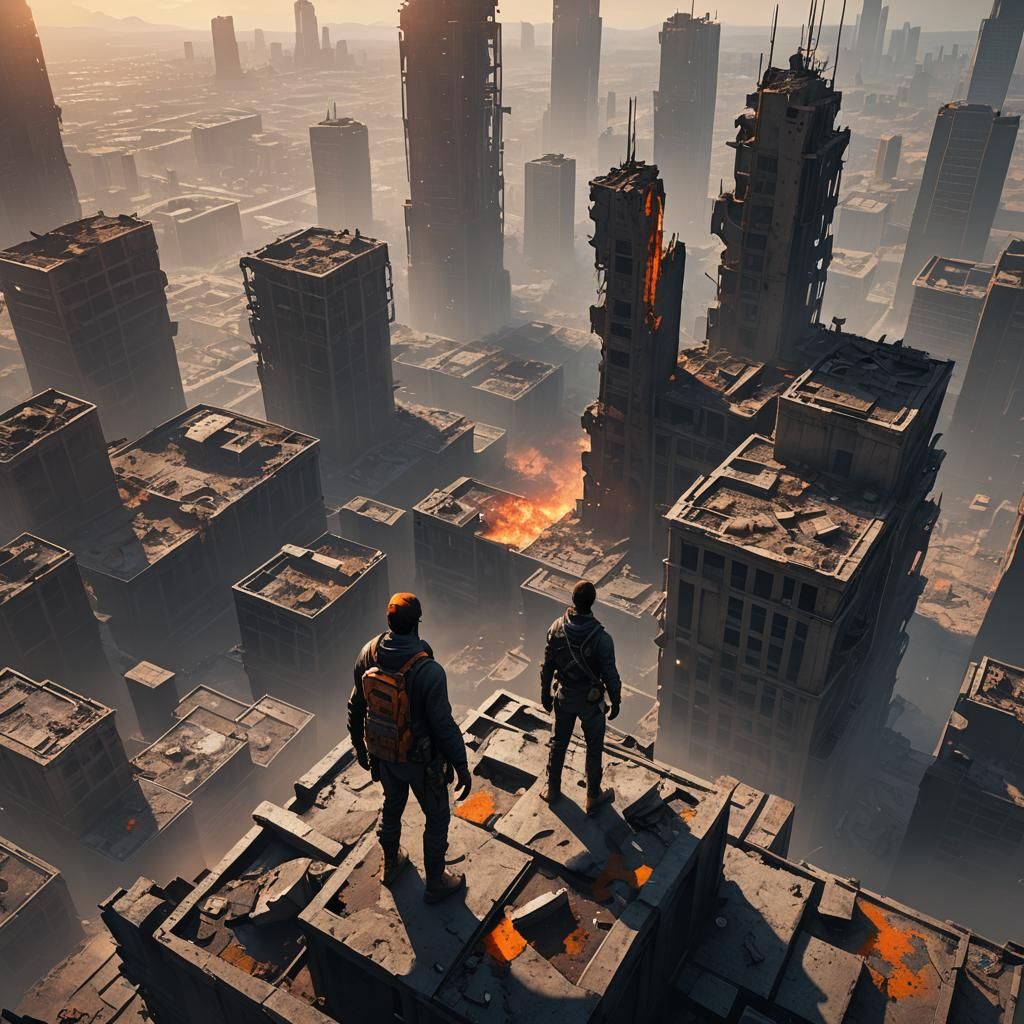 Post-Apocalyptic Survivor in a Desolate Landscape