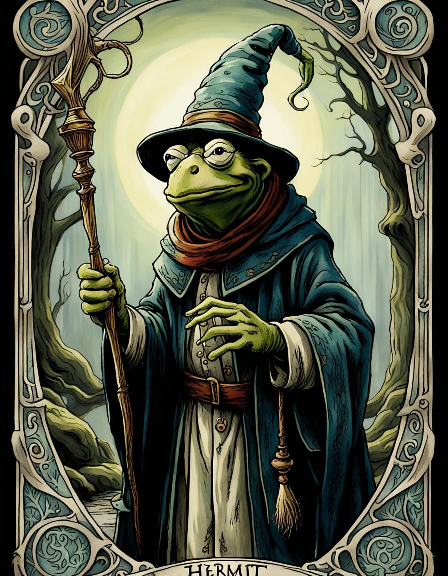 Kermit the Frog as The Hermit Tarot Card