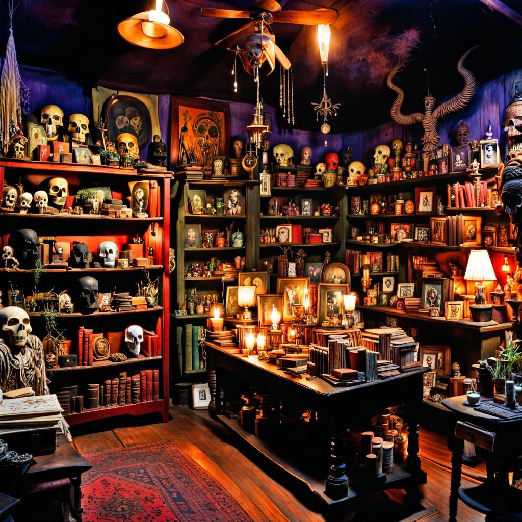 Creepy Watercolor Voodoo Shop in New Orleans