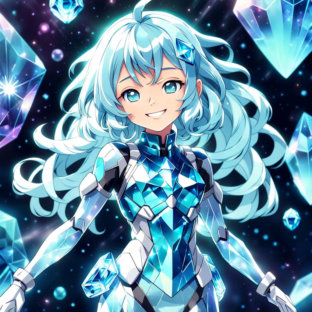 Crystal Anime Girl in Sci-Fi Style