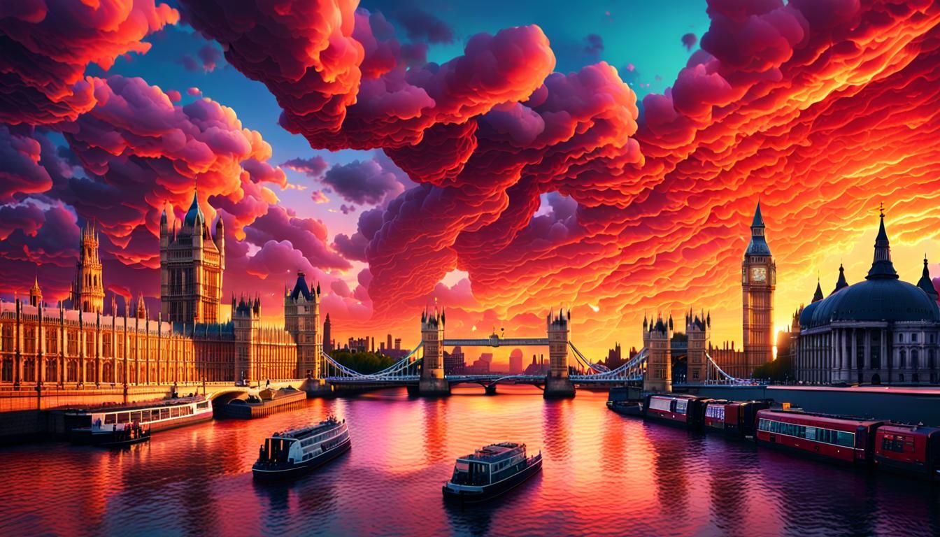 London Sunset: A Stunning 8K Digital Artwork