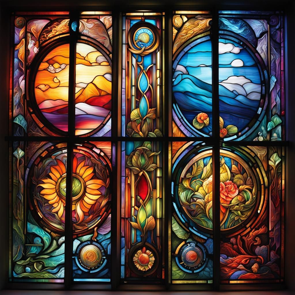 Stained Glass Art of the Four Elements