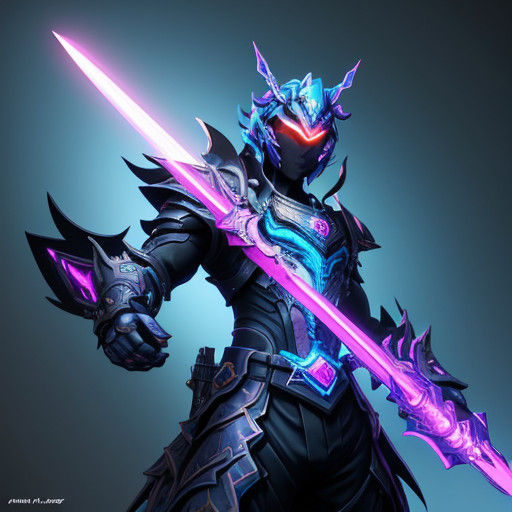 Glowing Fortnite Warrior in Neon City