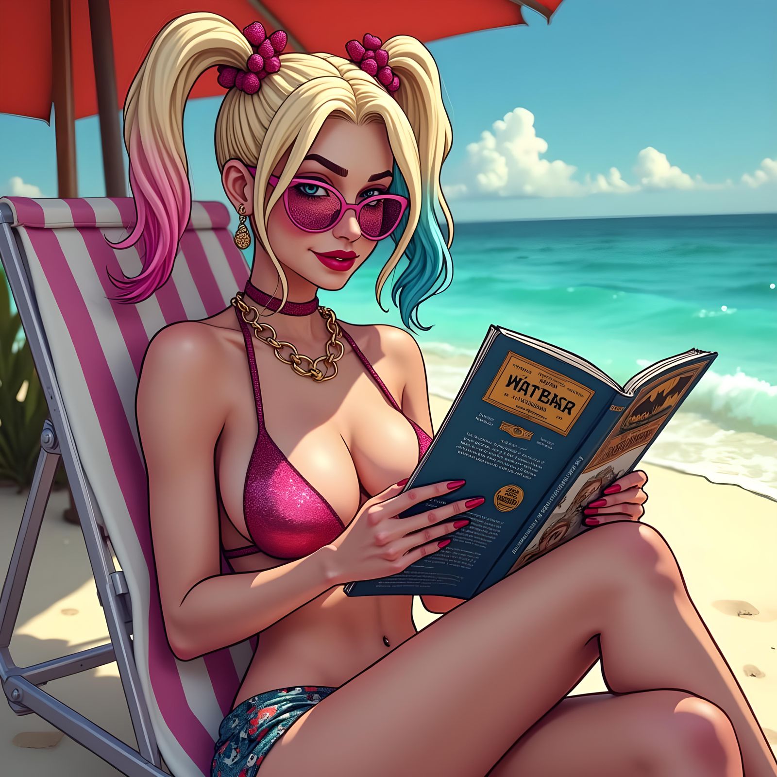 Harley Quinn at Water Park, Cinematic Image