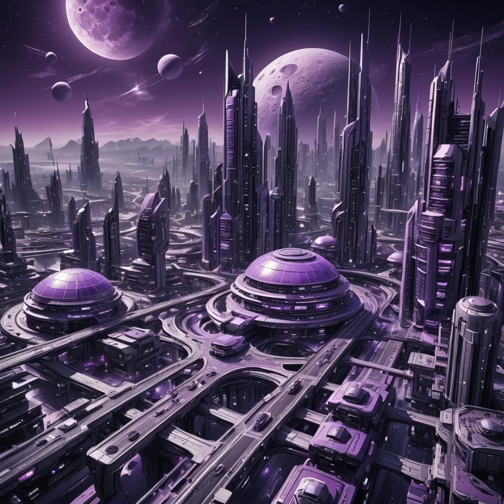 In the year 2045 a beautiful purple  monochromatic photo of ...