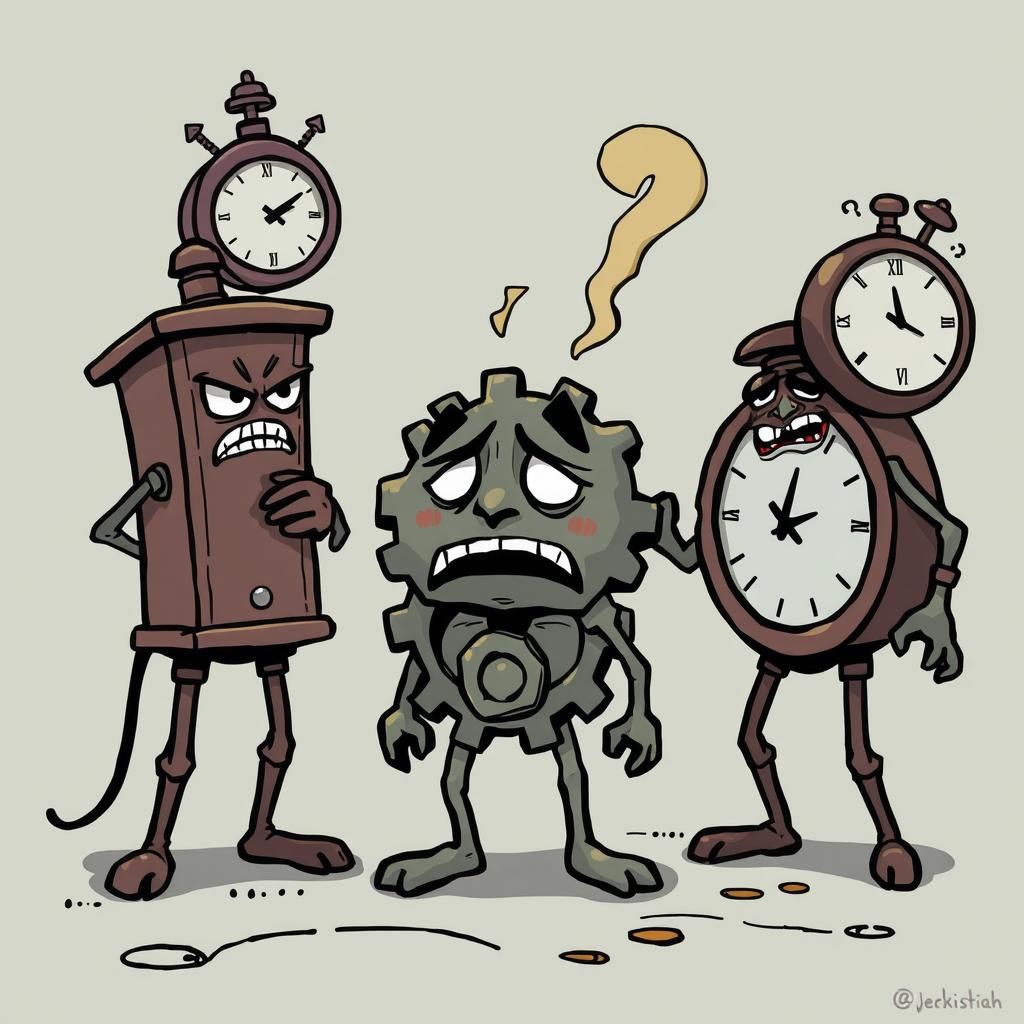 Sad Cog Scolded by Angry Clocks