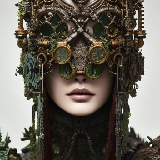 Steampunk Skeleton Demon Cat in Jewel Armor