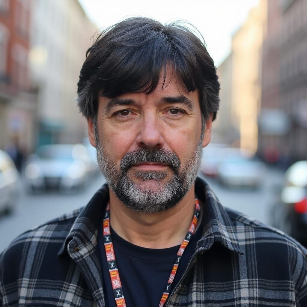 Serious Man in Plaid Shirt, Professional Photograph