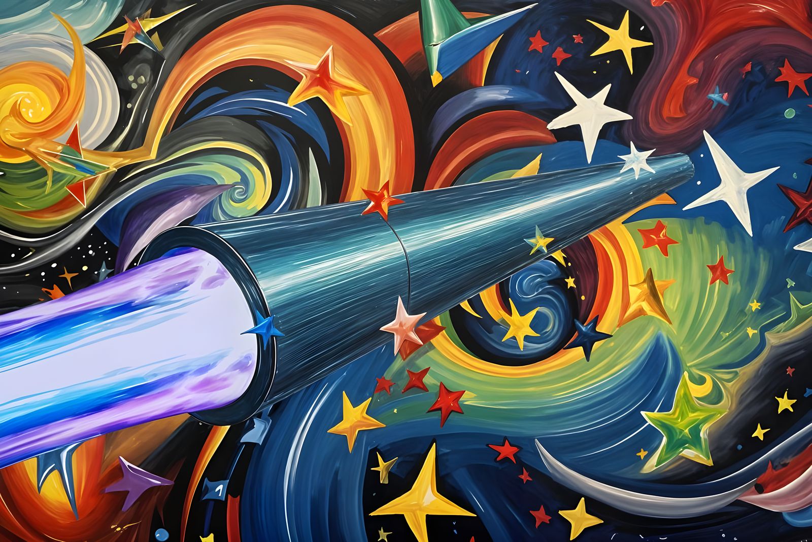 Starship Reflecting Cosmic Colors