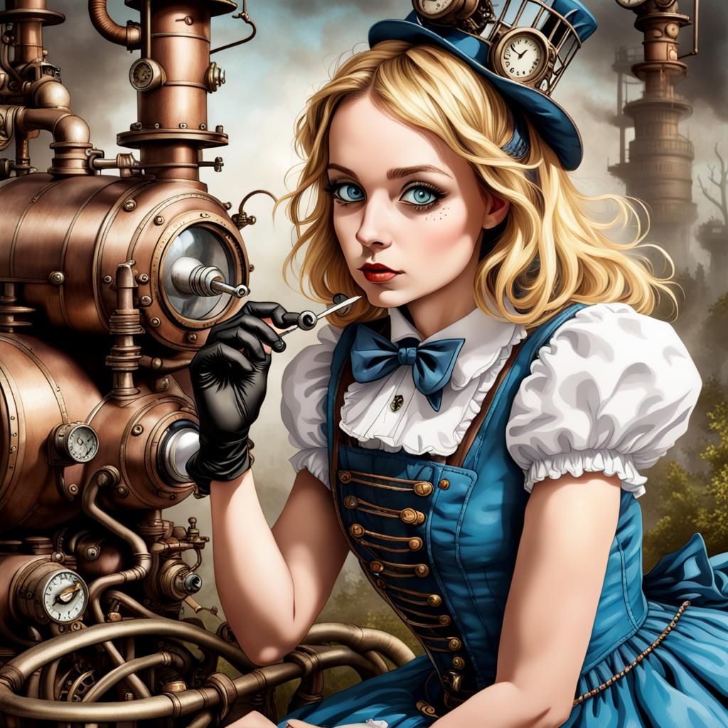 Alice in Wonderland Steampunk Scene