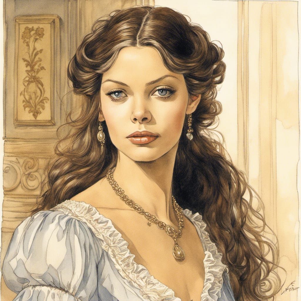 Regency Woman in Illustrative Art Style