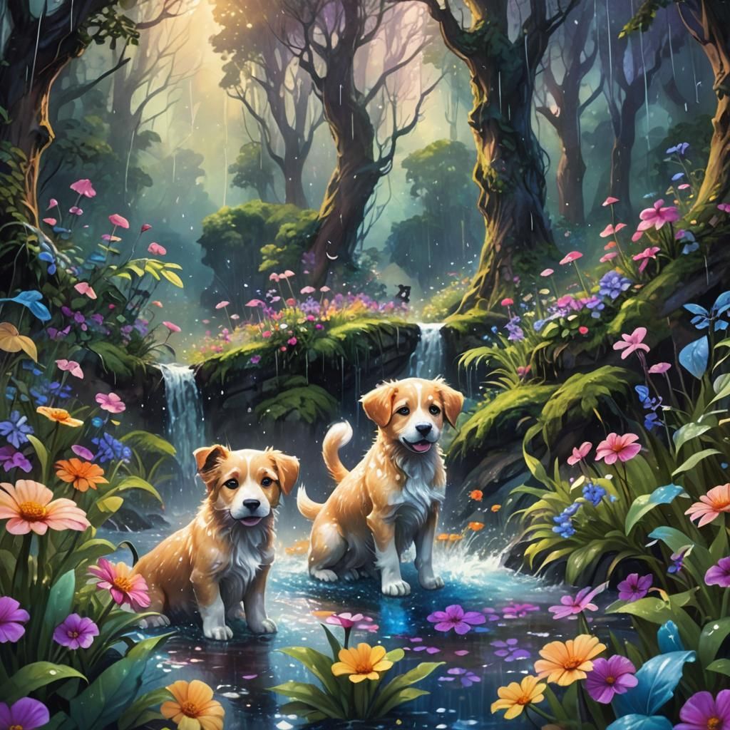 Puppies Rain Down on a Magical Forest