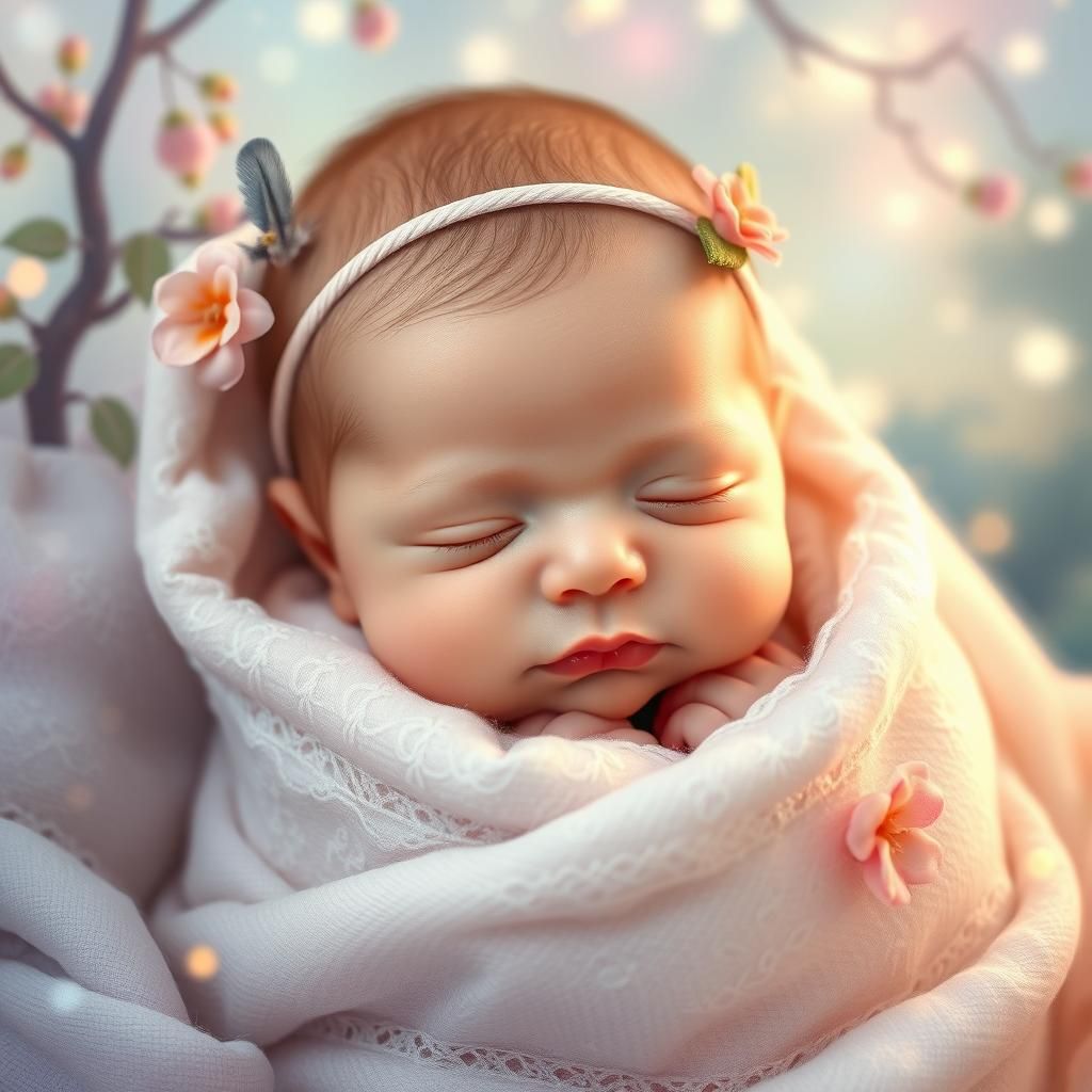 Whimsical Newborn Baby Portrait in Fantasy Setting