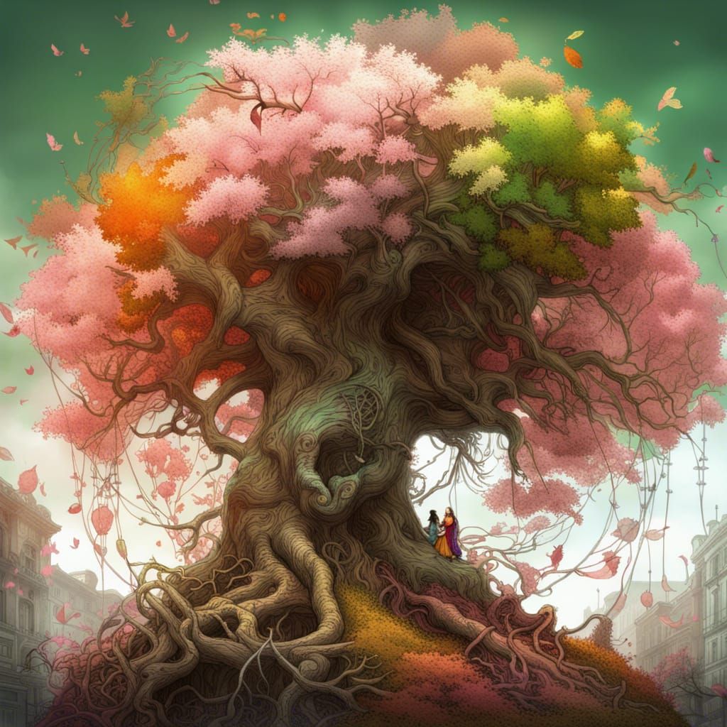 Four Seasons Tree in Fantasycore Style