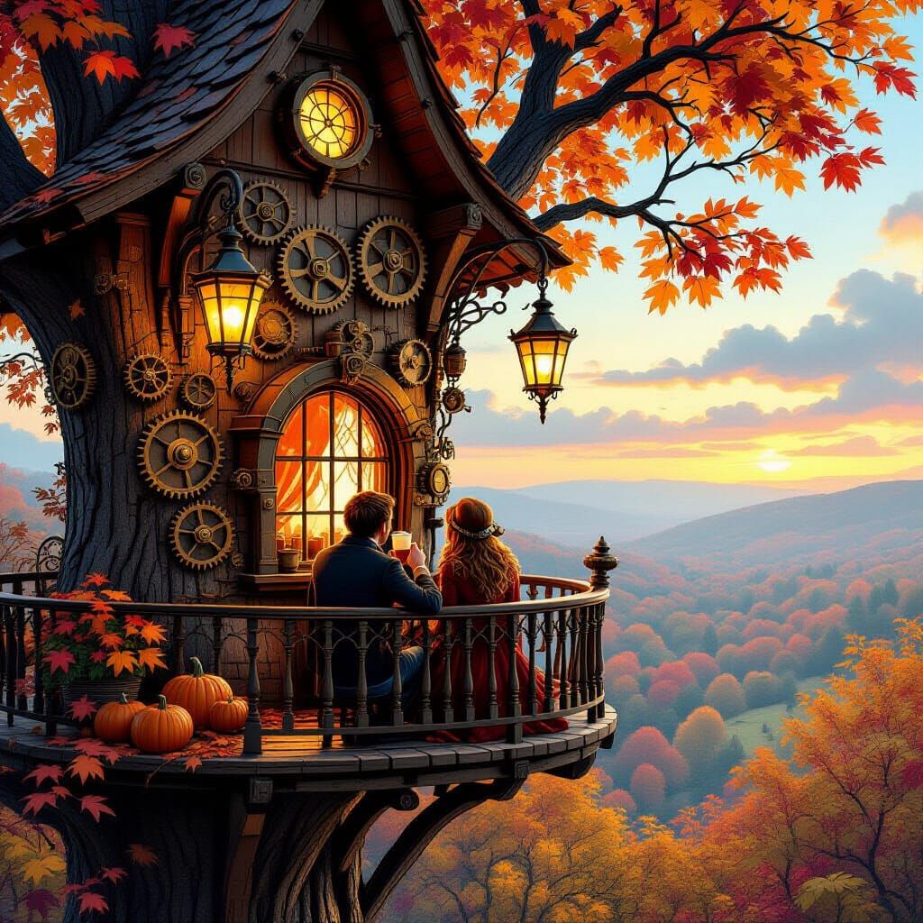 Steampunk Autumn Date Night in Whimsical Treehouse