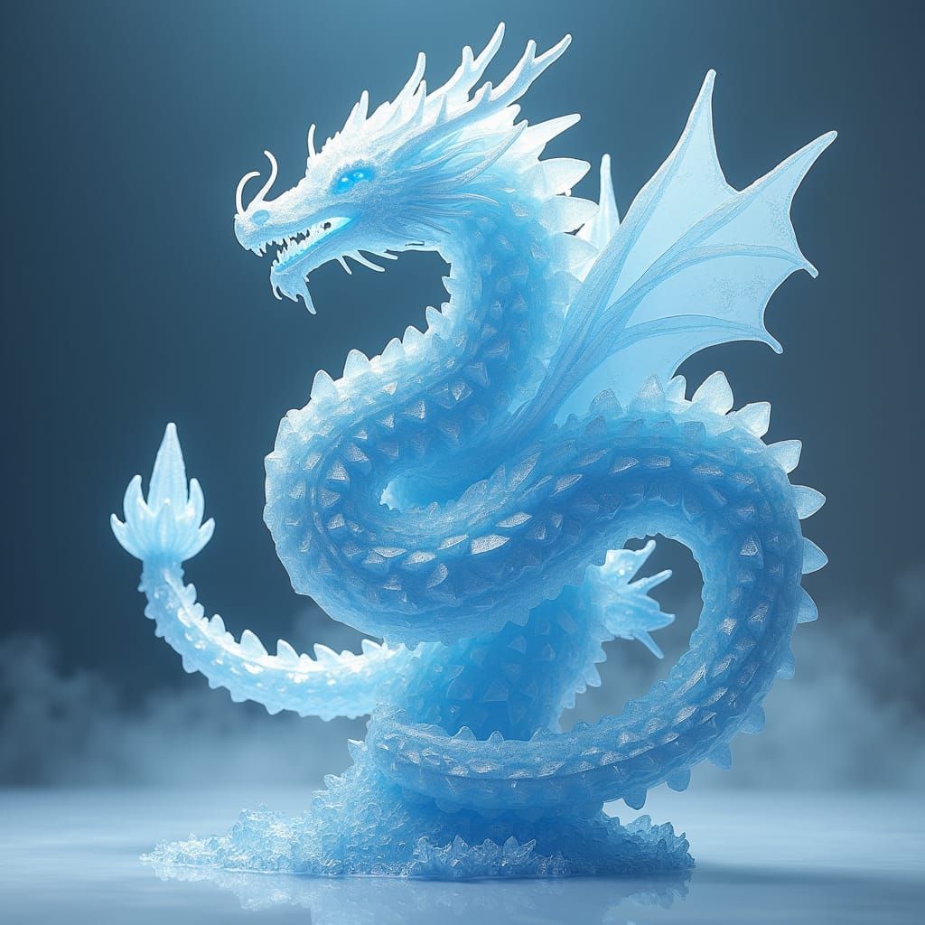 Colossal Crystalline Dragon on Diamond Pedestal