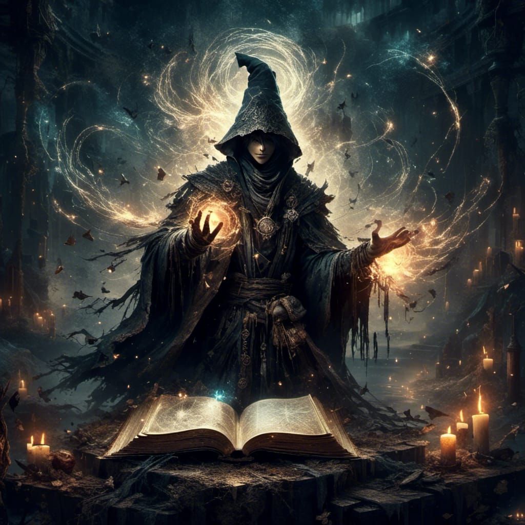 <lora:Fealty:1.0> (wizard casting a spell, full body portrai...