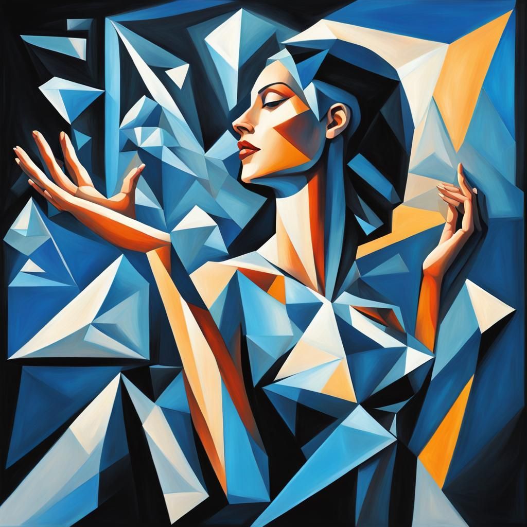 Prismatic Woman: A Cubist Glass Statue