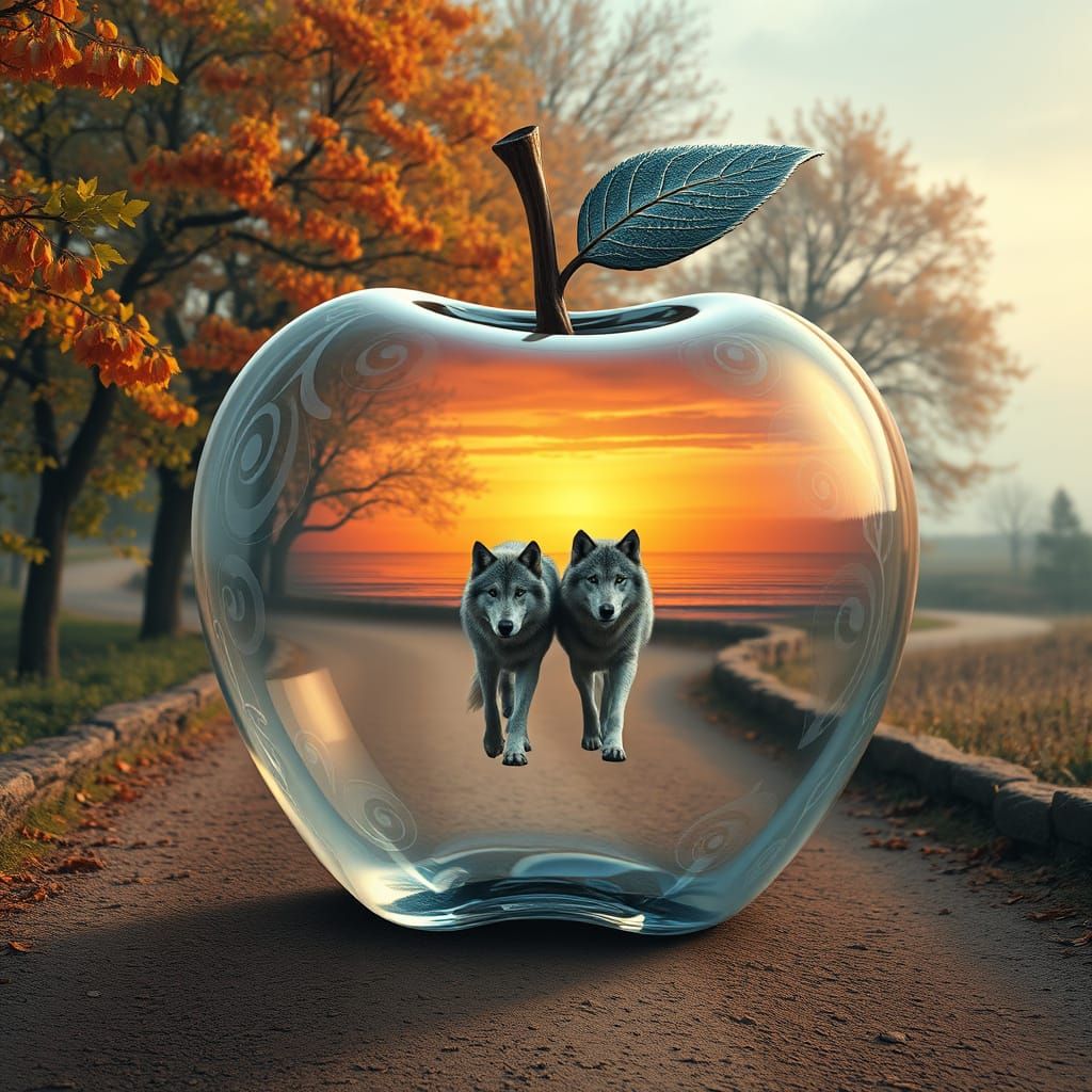 Wolves Journey at Sunset