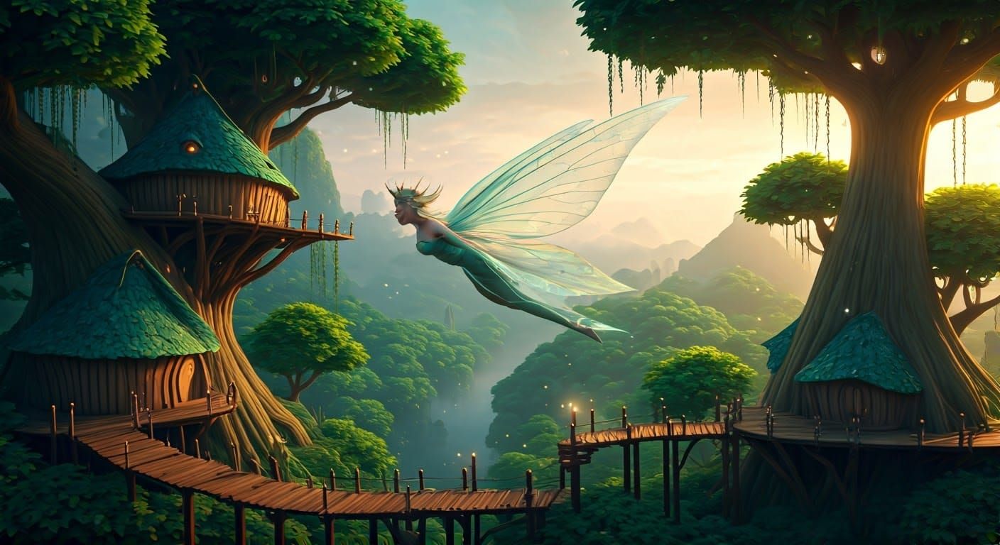 Fairy Queen Soaring Through Whimsical Kingdom