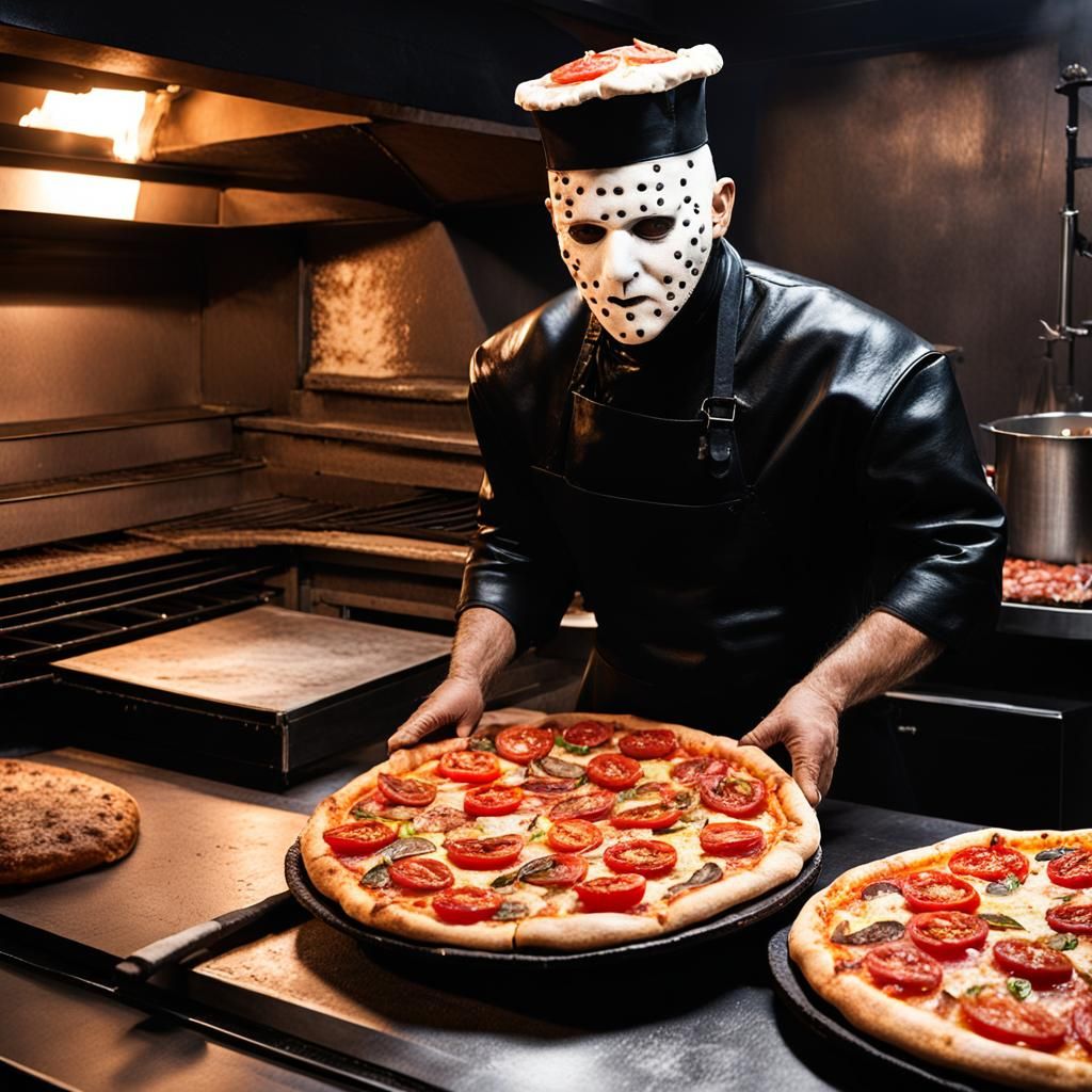 Pinhead as Pizza Chef in Hellraiser Kitchen