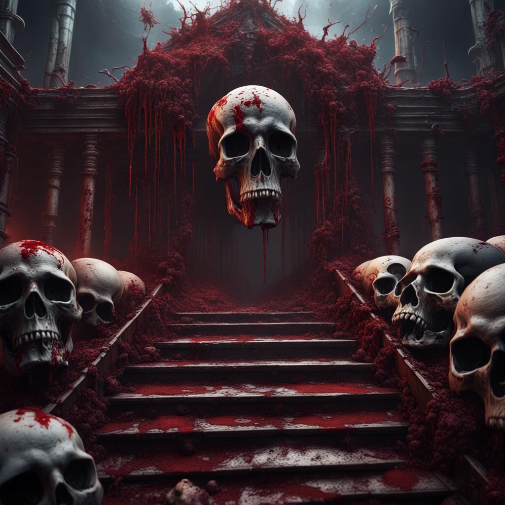 Scary Dimension with Skulls and Bones in Detailed Art