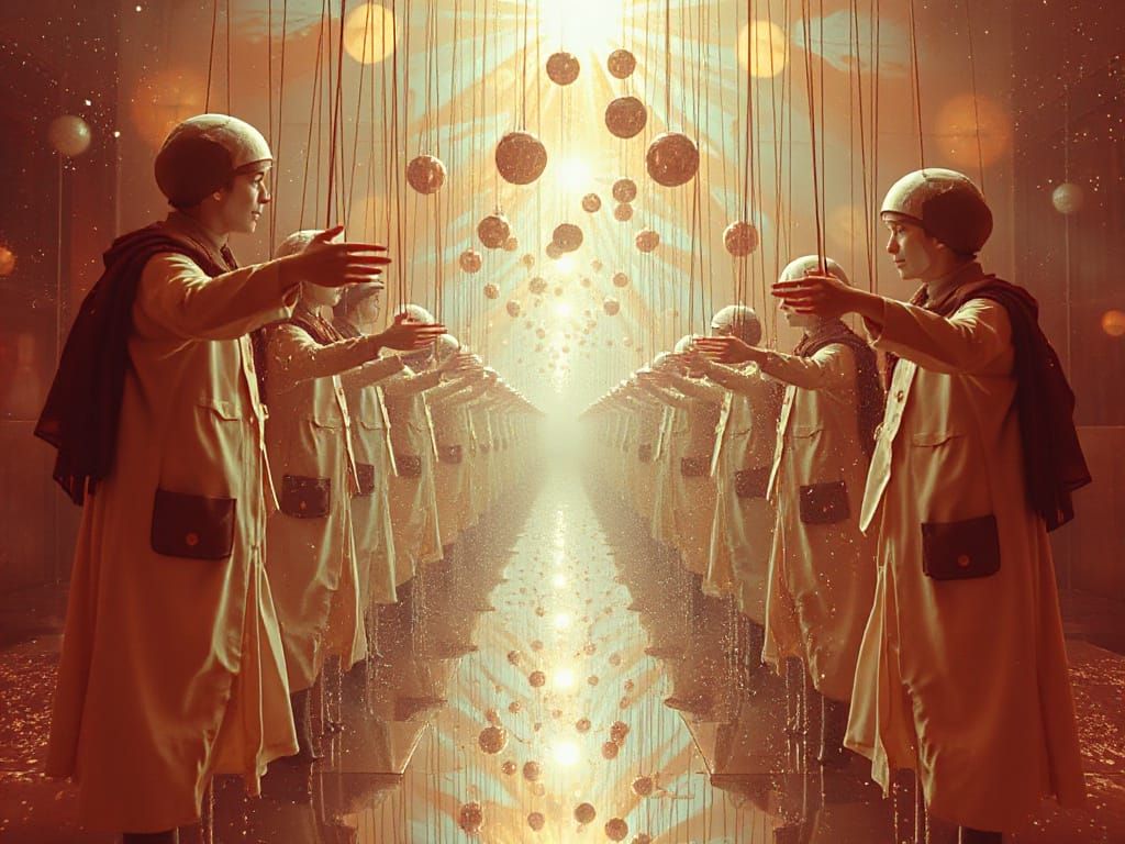 Infinitely Recursive Spiral of Puppeteer Puppets