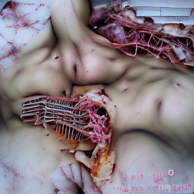 Anatomical Illustration of Disemboweled Human Torso