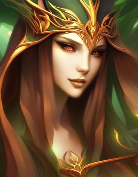 Beautiful Forest Elf Portrait in Detailed Fantasy Style
