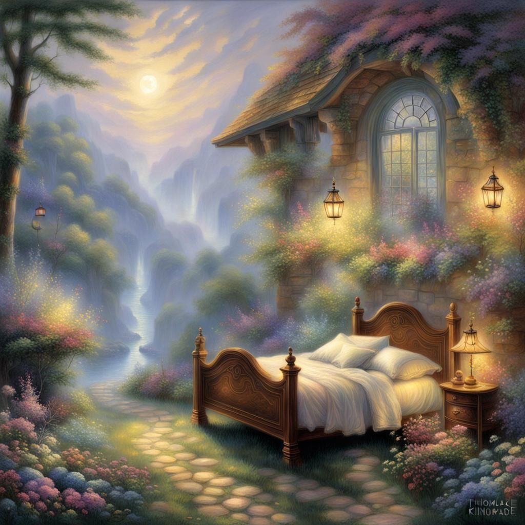Ethereal Fantasy Scene in Kinkade Style
