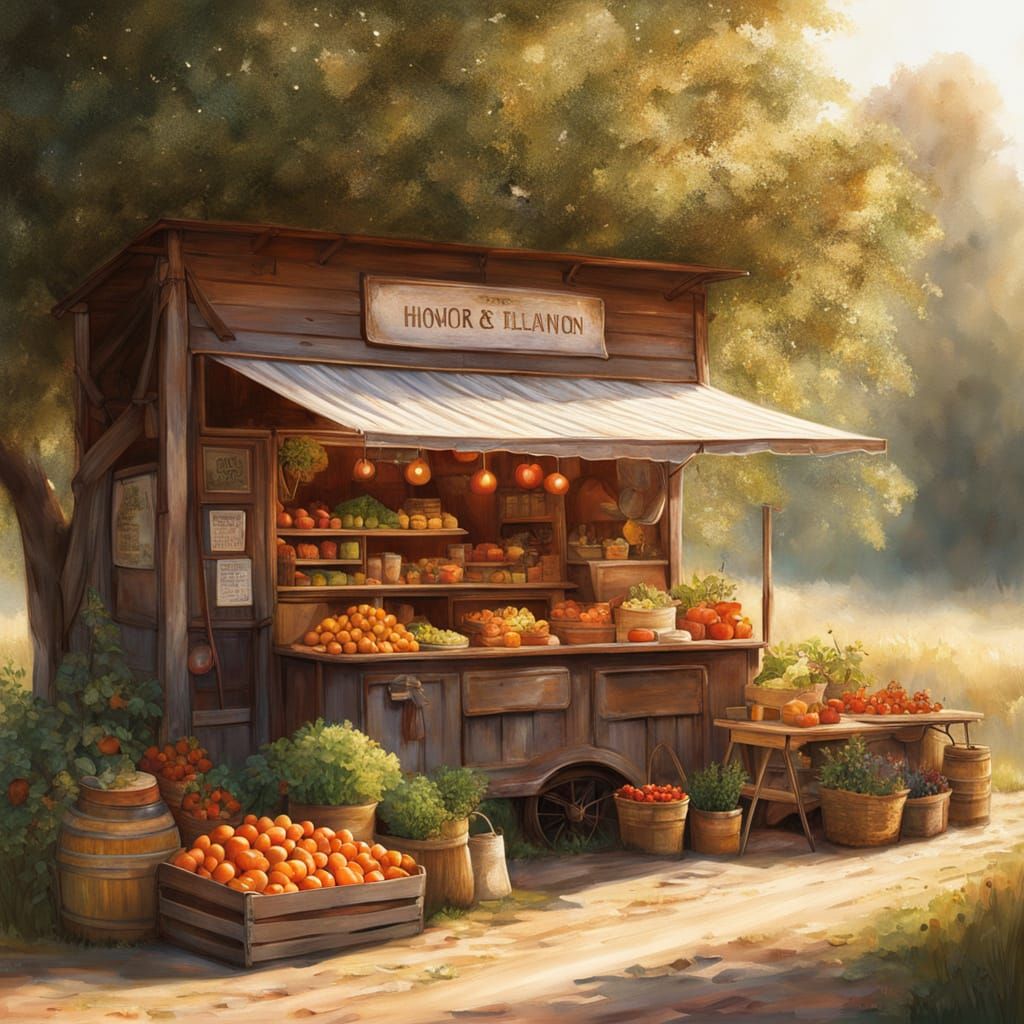 Golden Hour Farm Stand on Country Road