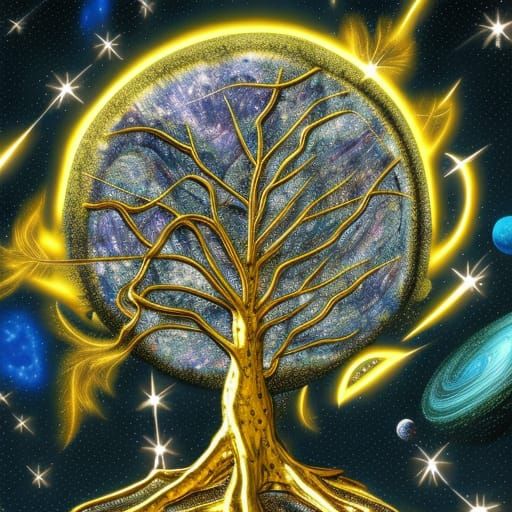 Golden Tree in Space: Holographic Cosmic Illustration