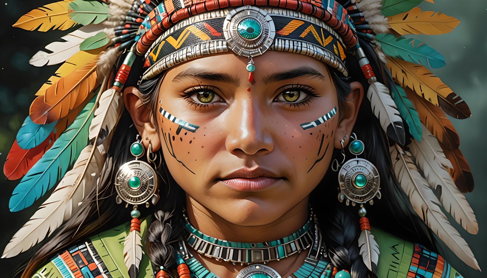 Hyper-Realistic Portrait of an American Indian Girl
