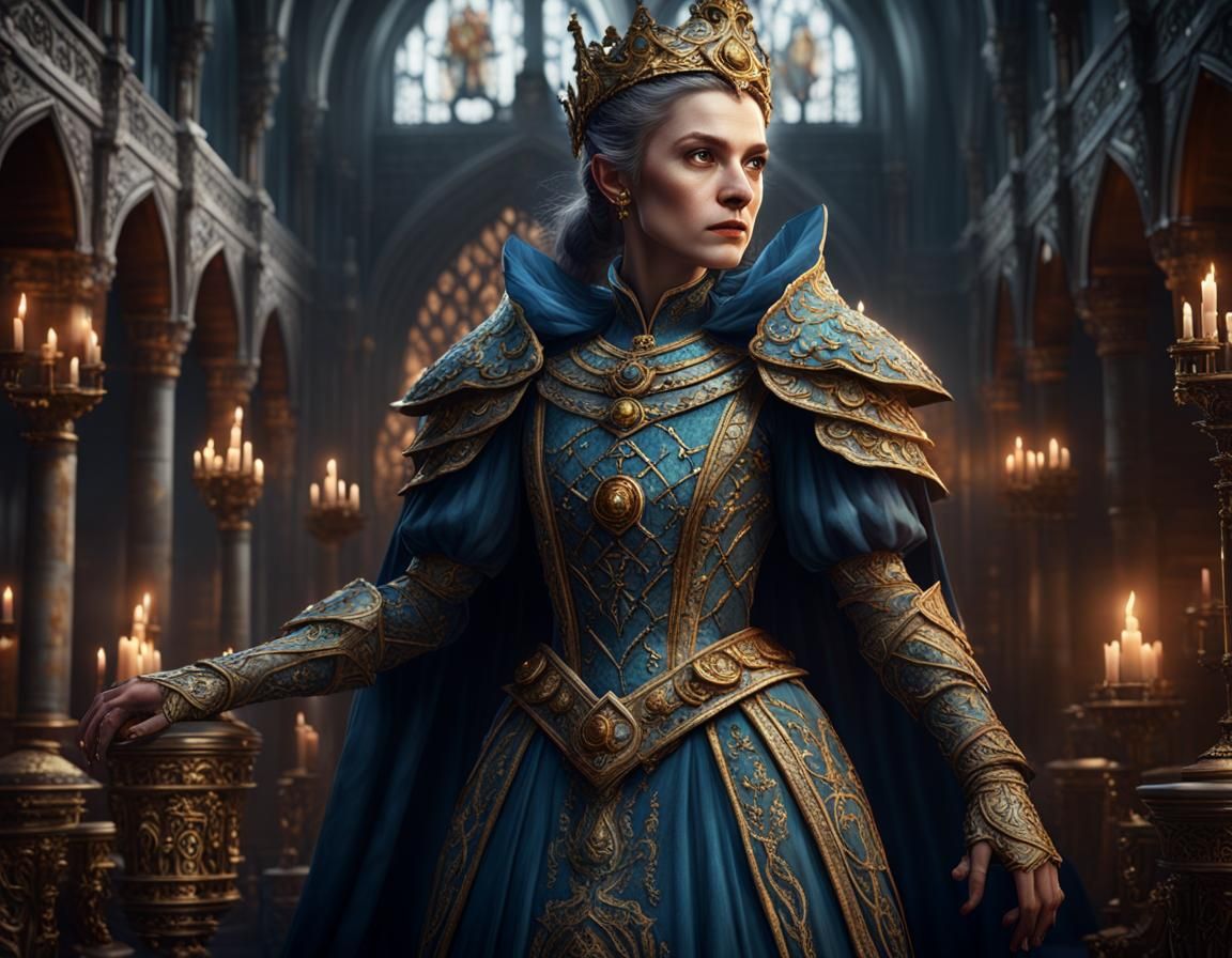 Fantasy Female Courtier in Detailed Matte Painting