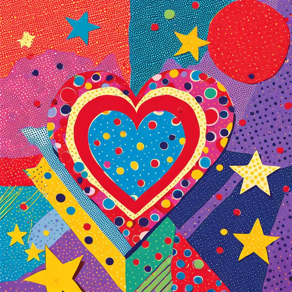 Whimsical Pop Art Heart in Bold, Bright Colors