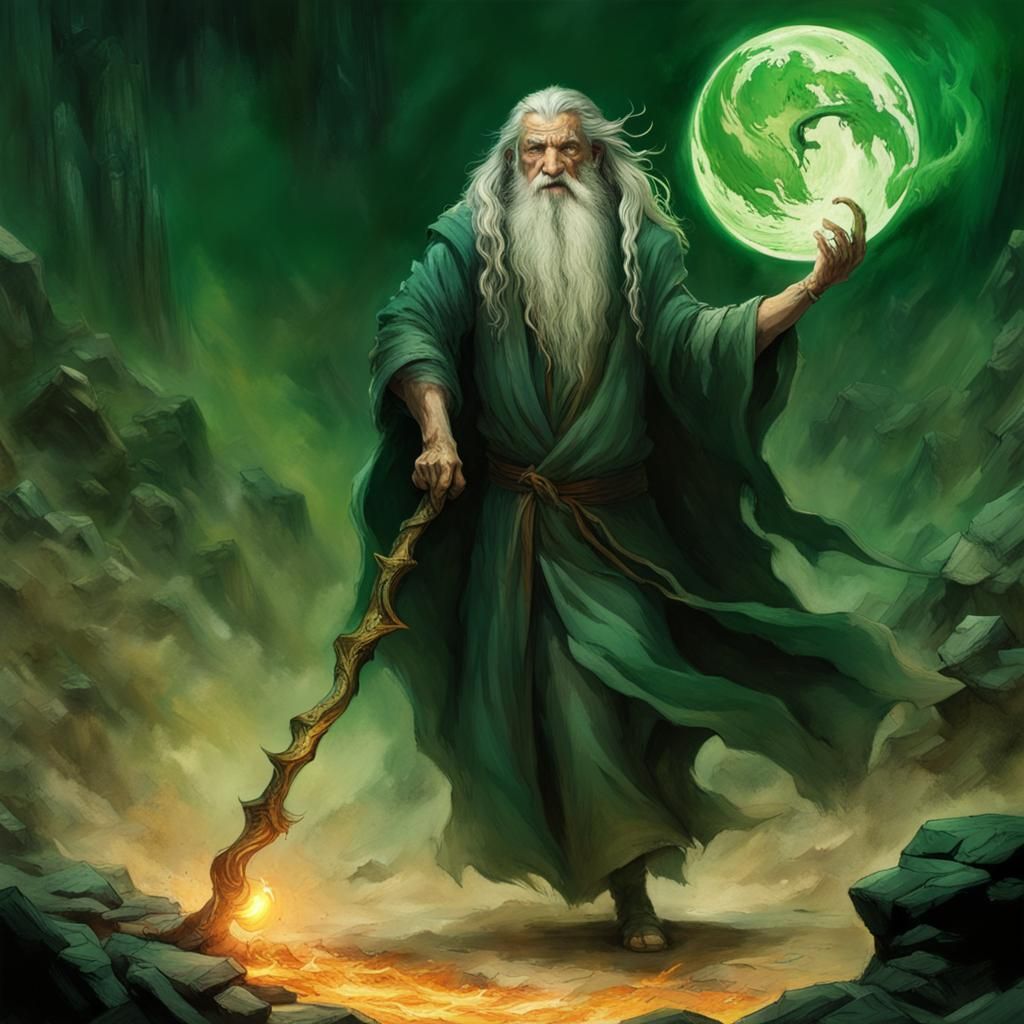 Wizard Battles Beast in the Underworld