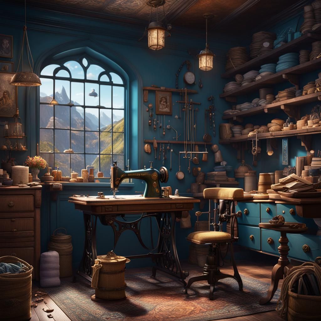 Fantastical Sewing Room: Detailed Matte Painting